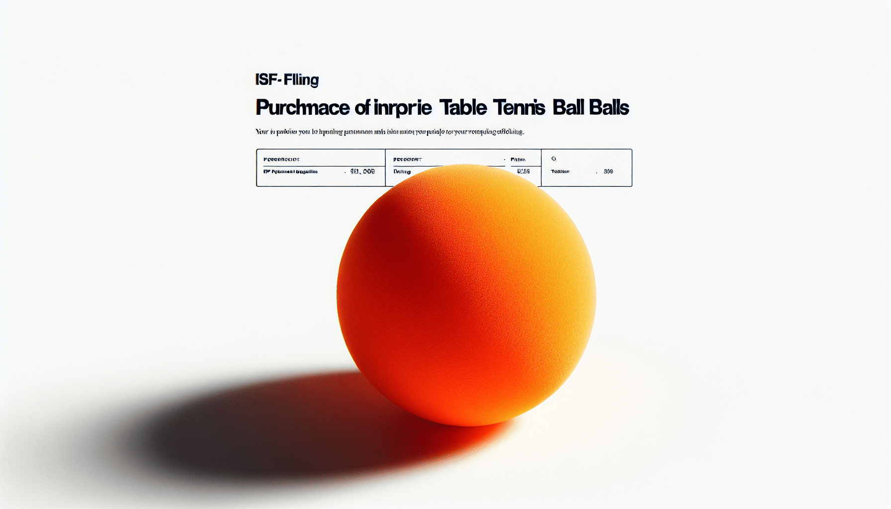Where to file isf for table tennis balls